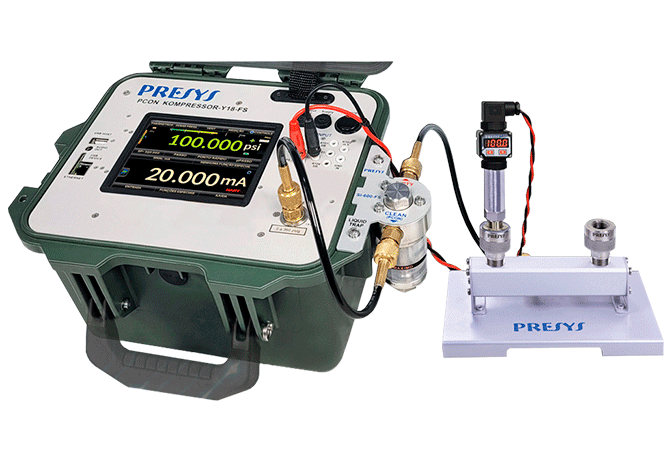 Calibrador de pressão automático, para pressões desde 100 Pa até 1000 psi + vácuo. Faz o certificado de calibração de forma totalmente automática.